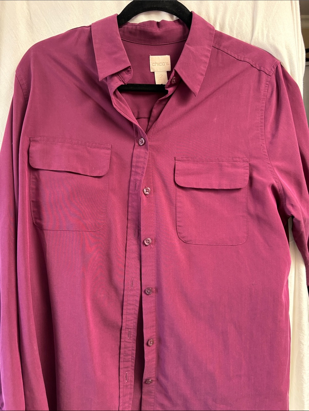 Chico's Men's Deep Magenta Button-Down Shirt